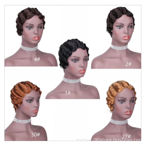 whosale vindors  ,  finger wave 100% human wigs pixie short wigs for black women